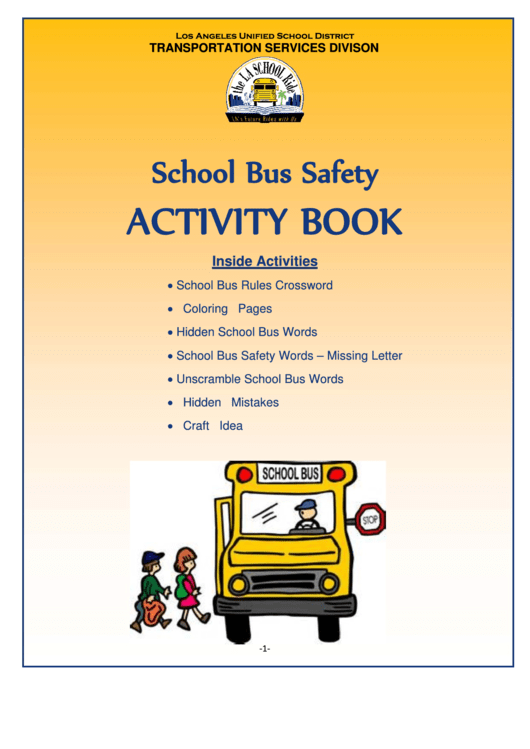 School Bus Safety Kids Activity Sheets Printable pdf