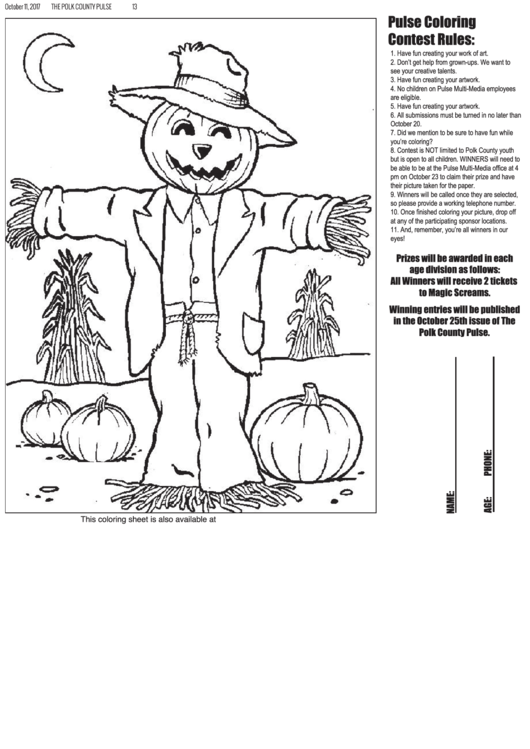 October Coloring Sheet Printable pdf