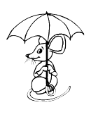Umbrella And Mouse Coloring Sheet