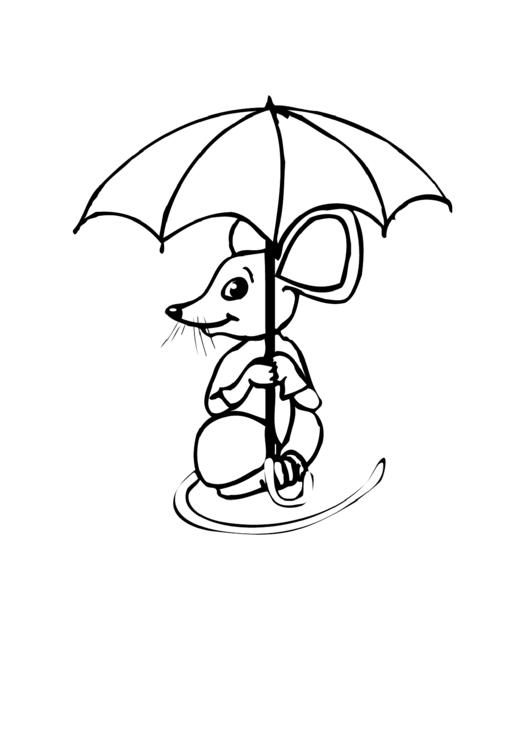 Umbrella And Mouse Coloring Sheet Printable pdf