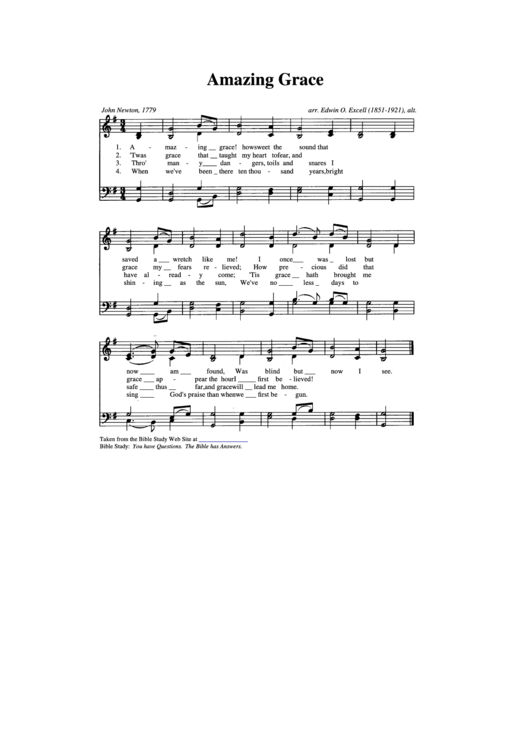 John Newton - Amazing Grace Sheet Music Printable pdf