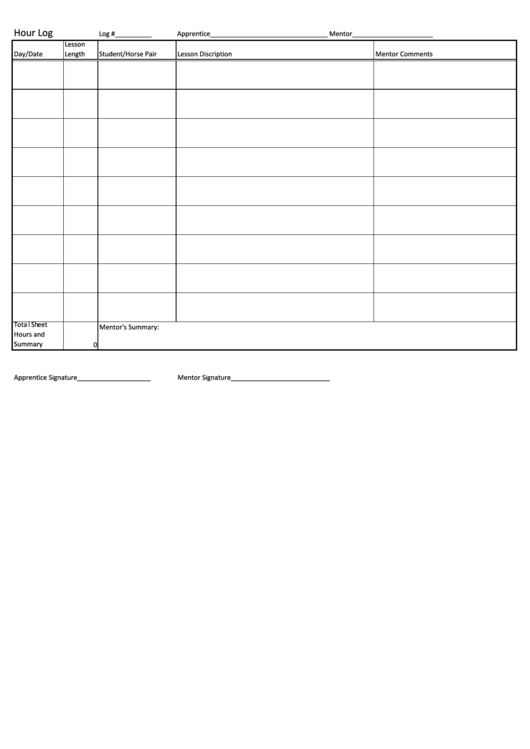 Student Hour Log Printable pdf