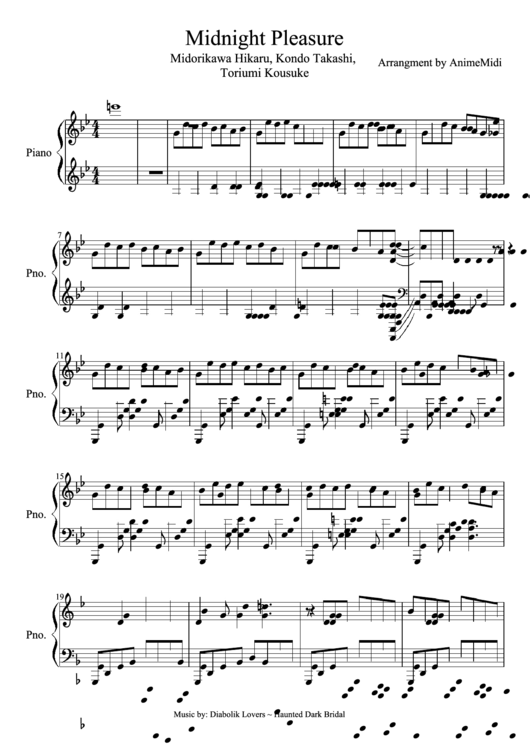Midnight Pleasure - Piano Music Sheet Printable pdf