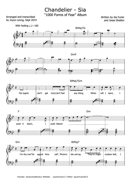 Chandelier - Sia - Music Sheet Printable pdf
