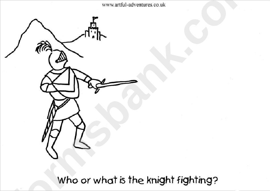 Who Or What Is The Knight Fighting Coloring Sheet