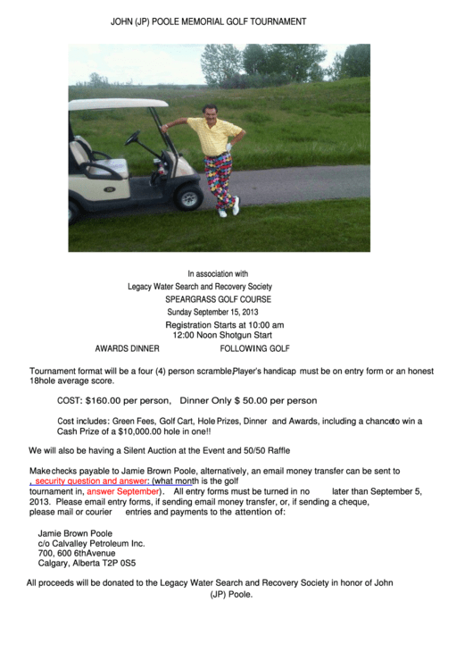 Golf Tournament Sign Up Sheet printable pdf download
