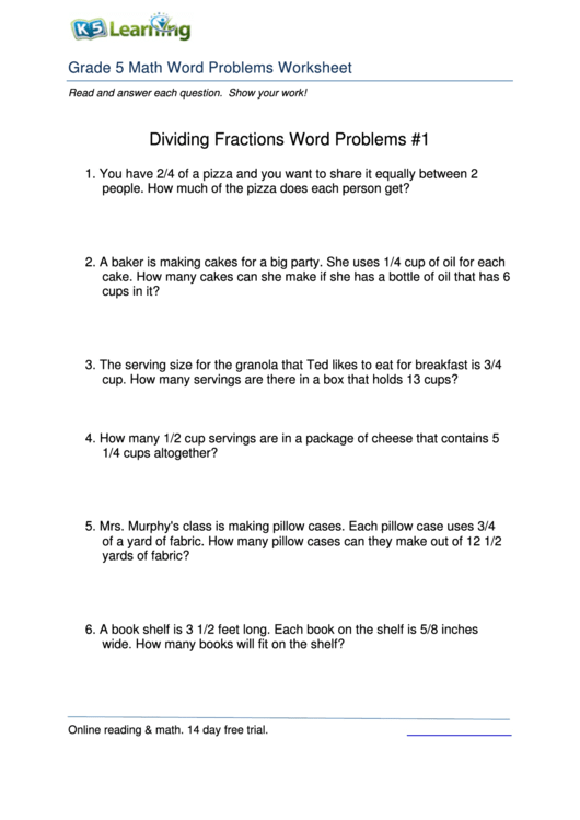 Grade 5 Math Word Problems Pdf