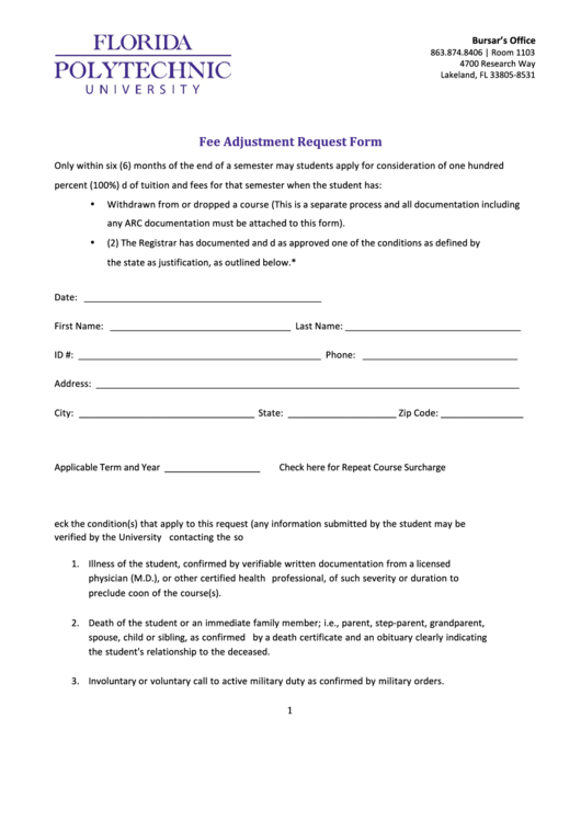 Fillable Adjustment Request Form Printable pdf