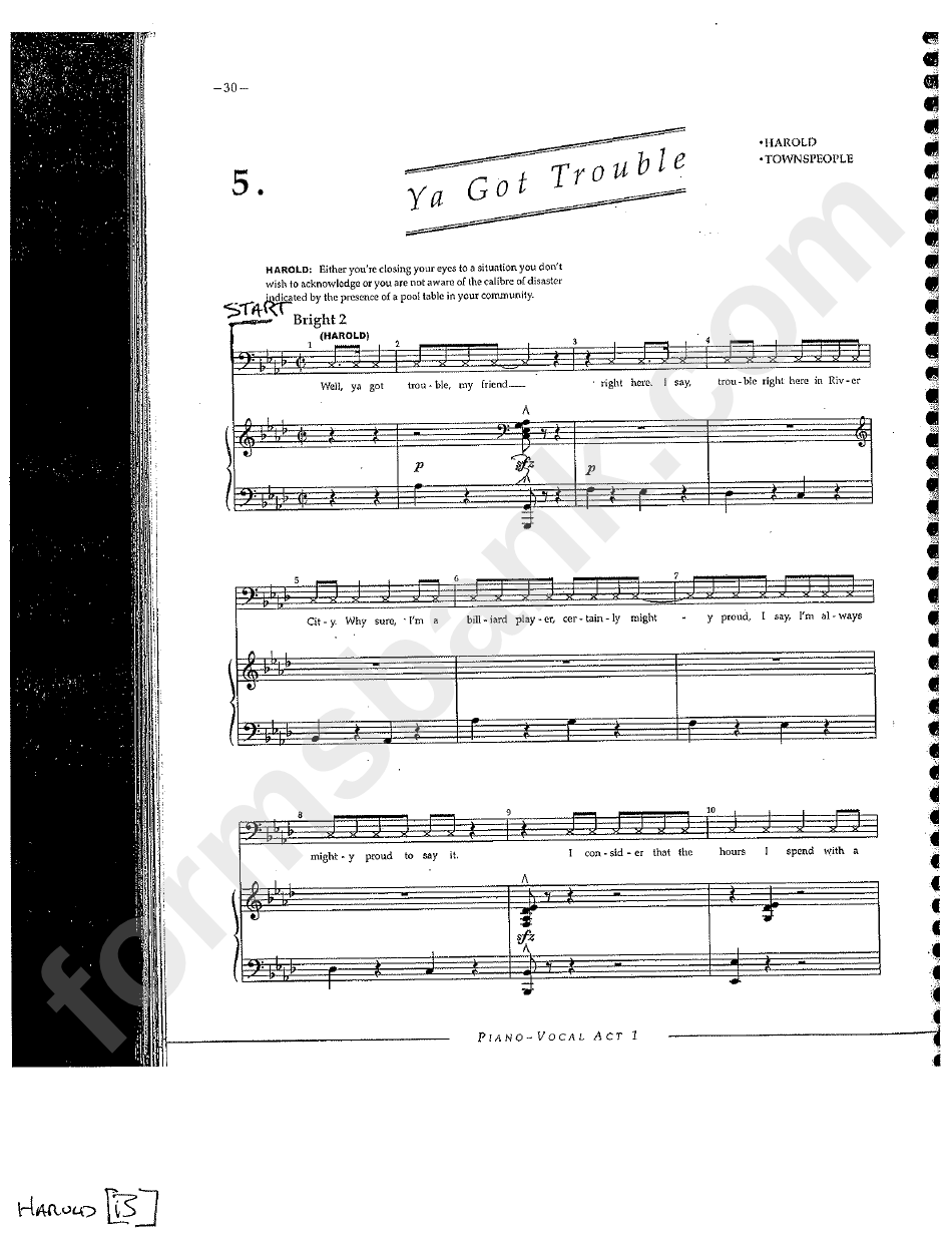 Ya Got Trouble - Piano/vocal Music Sheet
