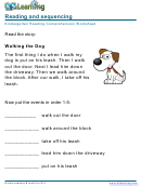 Reading And Sequencing - Kindergarten Reading Comprehension Worksheet