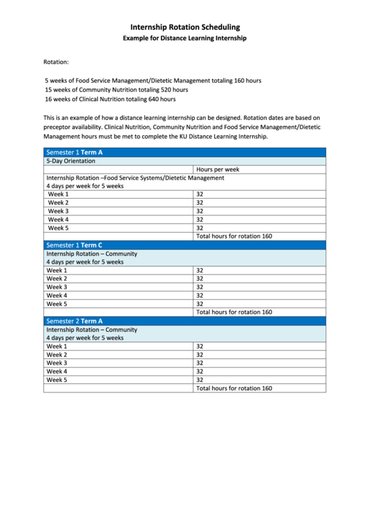 Internship Rotation Scheduling Printable pdf