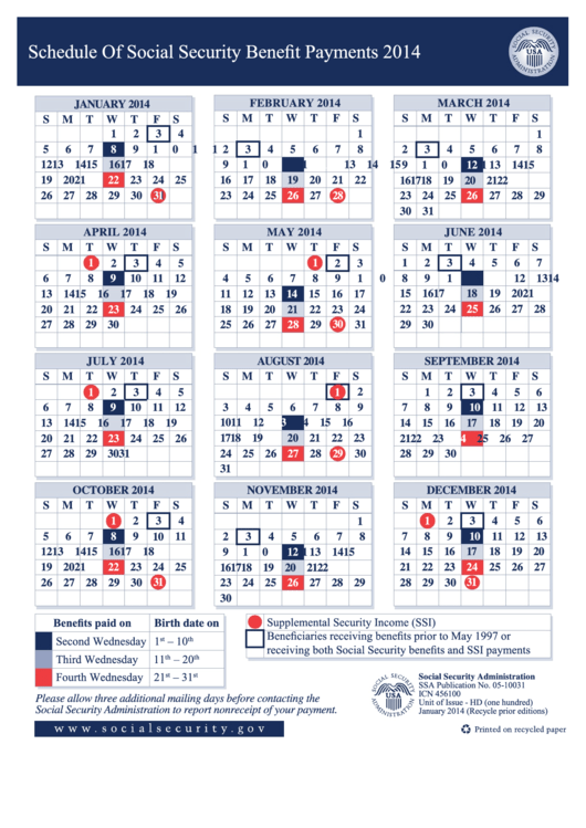 Schedule Of Social Security Benefits Payments - 2014