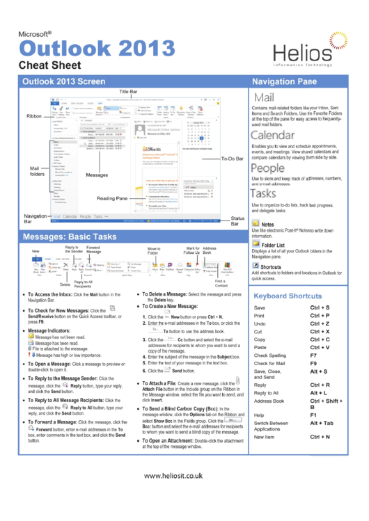 Outlook 2013 Cheat Sheet Printable pdf