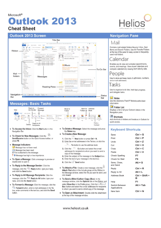 Outlook 2013 Cheat Sheet Printable Pdf Download