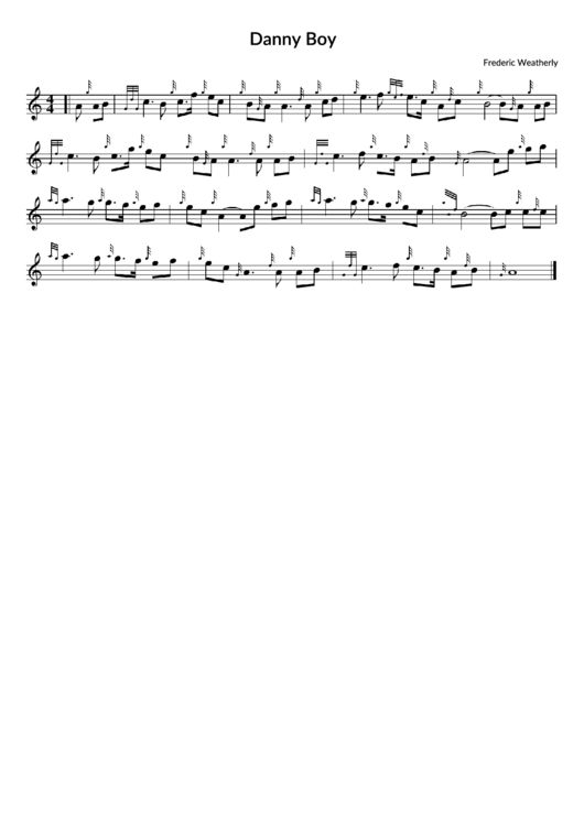 Frederic Weatherly - Danny Boy Bagpipe Sheet Music Printable pdf