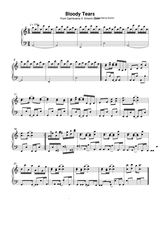 Frank Julian - Bloody Tears Sheet Music Printable pdf