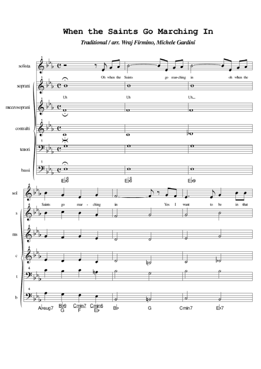 Traditional - When The Saints Go Marching In Sheet Music Printable pdf