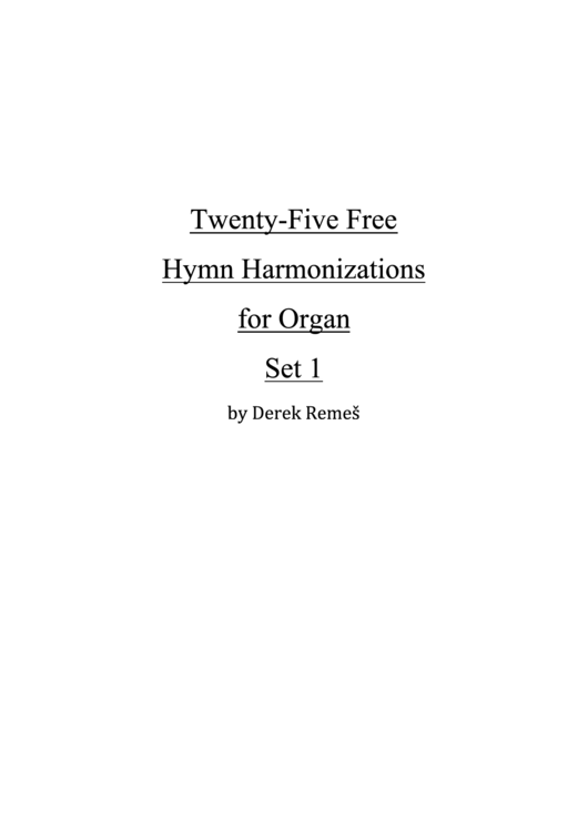 Derek Remes - Twenty-five Free Hymn Harmonizations For Organ Sheet Music
