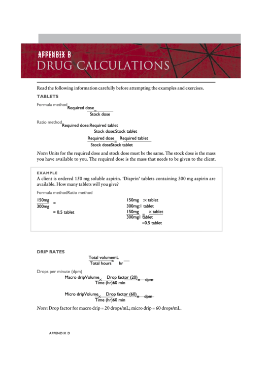 Drug Calculations Conversion Chart Printable pdf