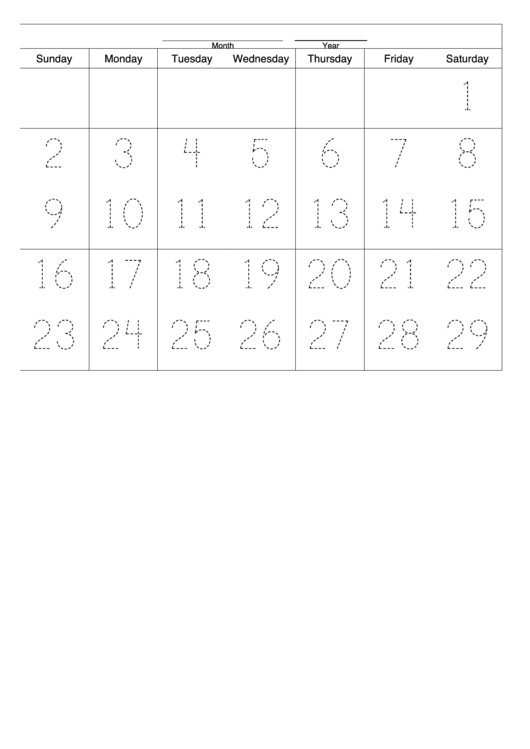 Monthly Handwriting Calendar Template Printable pdf
