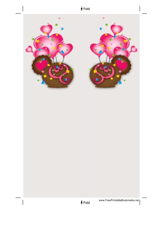 White Heart Balloons Bookmark Template printable pdf download