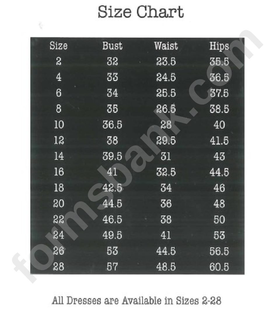 Mori Lee Size Chart printable pdf download