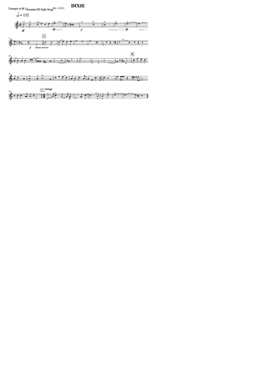 Dixie - Savanna Hs Fight Song Music Sheet Printable pdf
