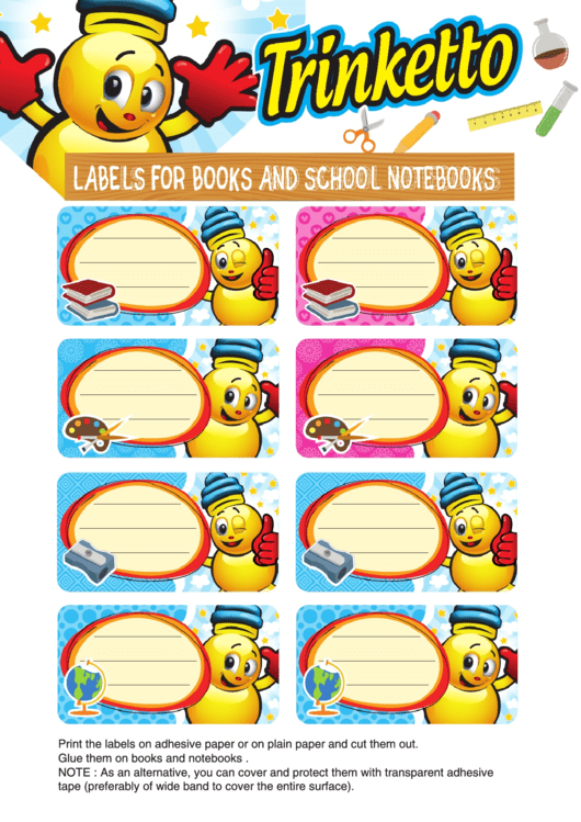 Labels For Books And School Notebooks Template Printable pdf