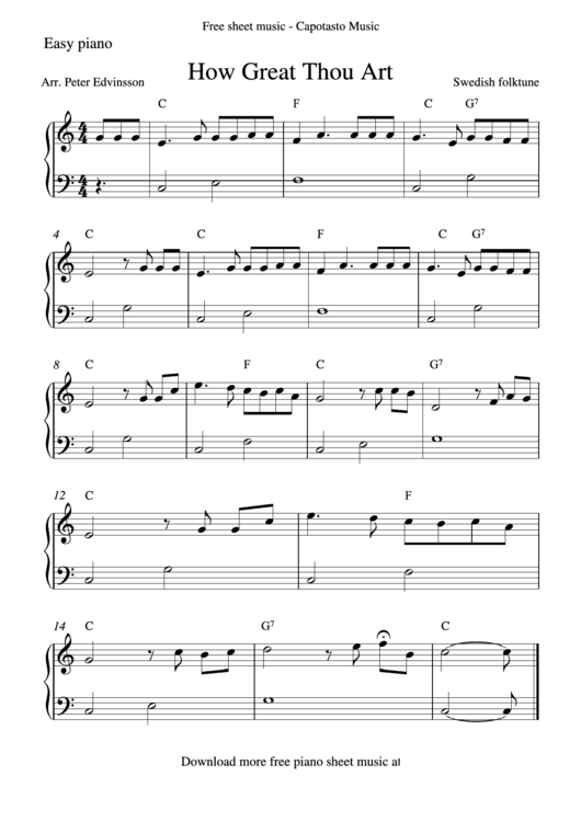Swedish Folktune - How Great Thou Art Sheet Music Printable pdf