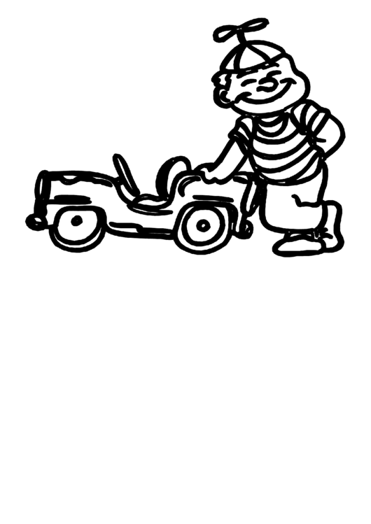 Kid With Mini Car Coloring Sheet Printable pdf