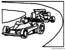 Race Cars On The Track Coloring Sheet