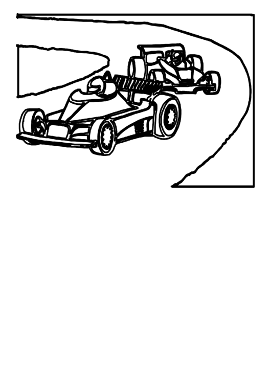 Race Cars On The Track Coloring Sheet Printable pdf