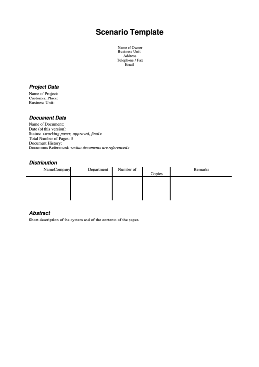 Scenario Template Printable pdf