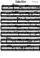 'take Five' By Paul Desmond Piano Sheet Music
