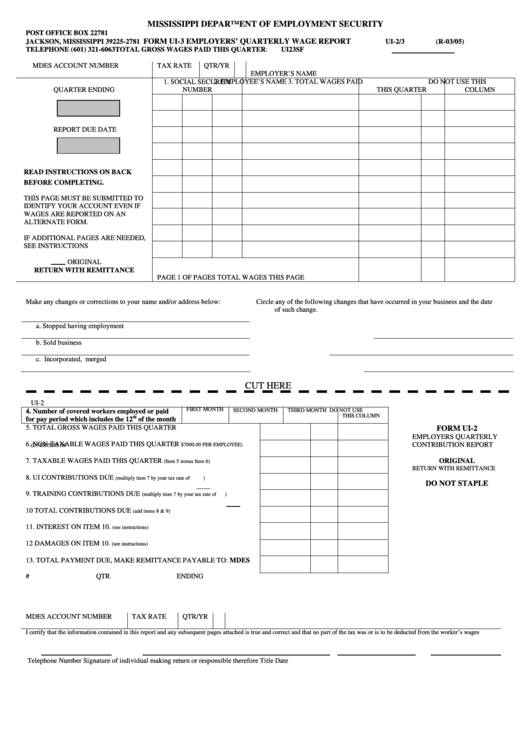 Form Ui 3 Employers Quarterly Wage Report Printable Pdf Download