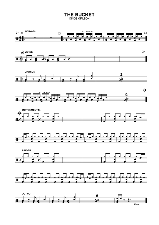Kings Of Leon - The Bucket Sheet Music Printable pdf
