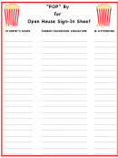 Pop By For Open House Sign-in Sheet Template