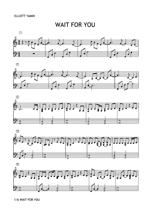 Elliott Yamin - Wait For You Sheet Music Printable pdf