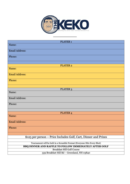 The Keko Player Signup Sheet Template Printable pdf