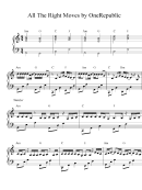 One Republic - All The Right Moves Sheet Music