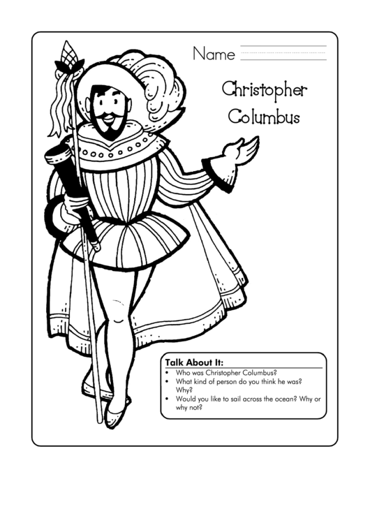 Christopher Columbus Activity Sheet Printable pdf