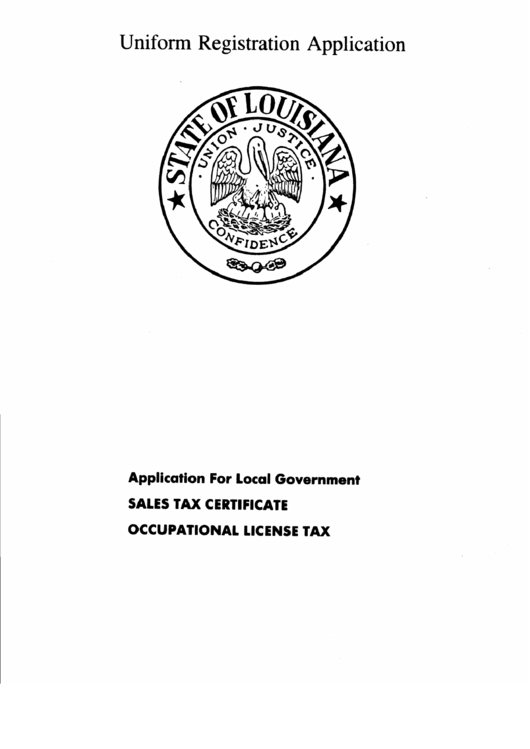 Application For Local Goverment Sales Tax Certificate Accupational License Tax - State Of Louisiana Printable pdf
