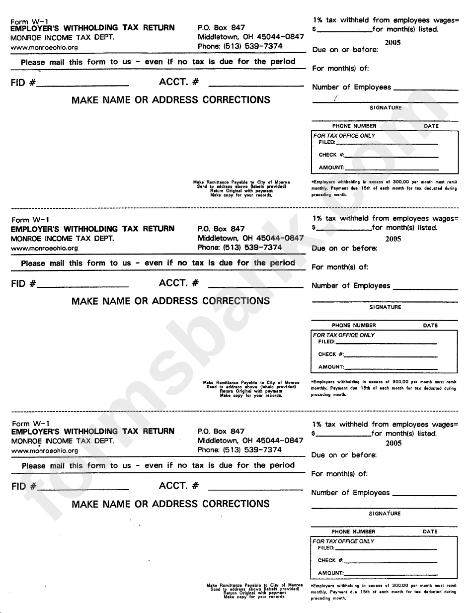 Form W-1 - Employer