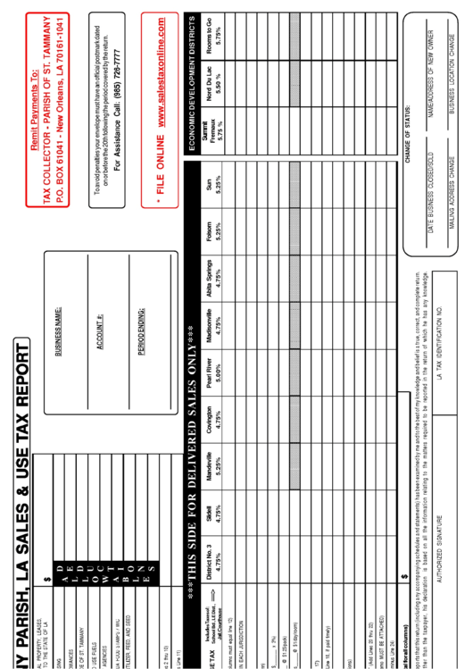 St. Tammany Parish, La Sales & Use Tax Report Printable pdf