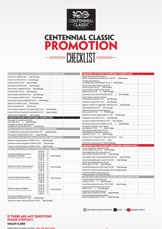 Promotion Checklist Printable pdf