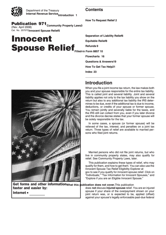 Publication 971 (Rev. April 2008) - Innocent Spouse Relief Printable pdf