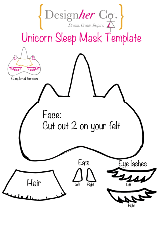 Unicorn Sleep Mask Template