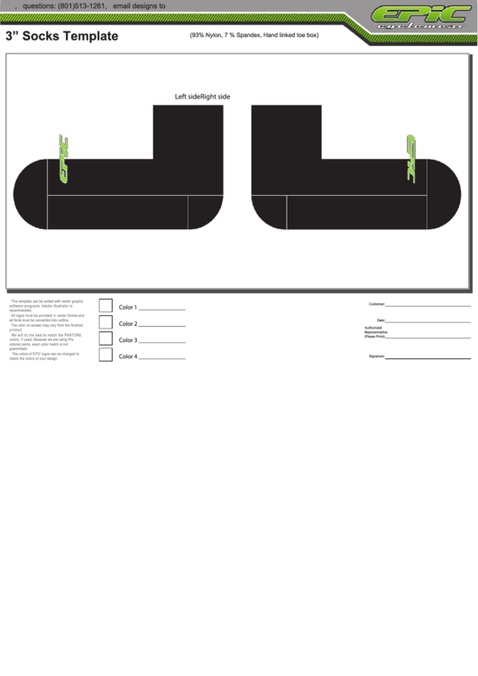 Socks Template - Left And Right Sides Printable pdf