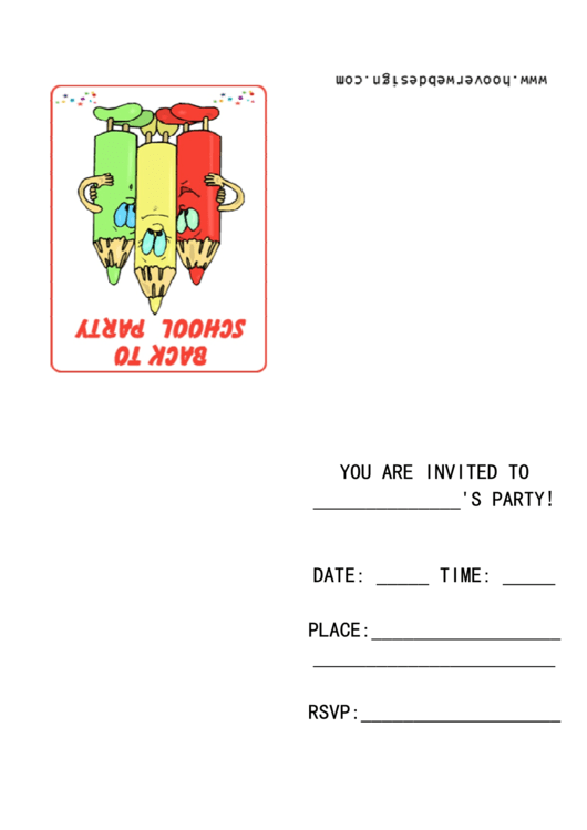 Back To School Party Invitation Template Printable pdf