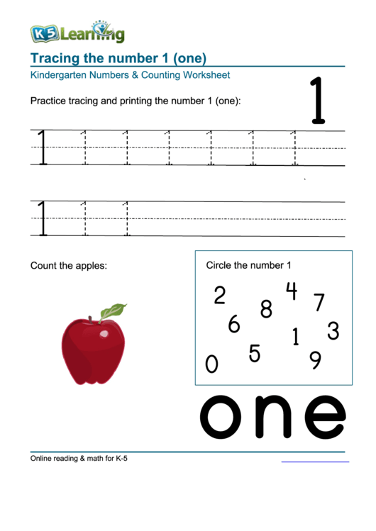 Kindergarten Numbers & Counting Worksheet Printable pdf